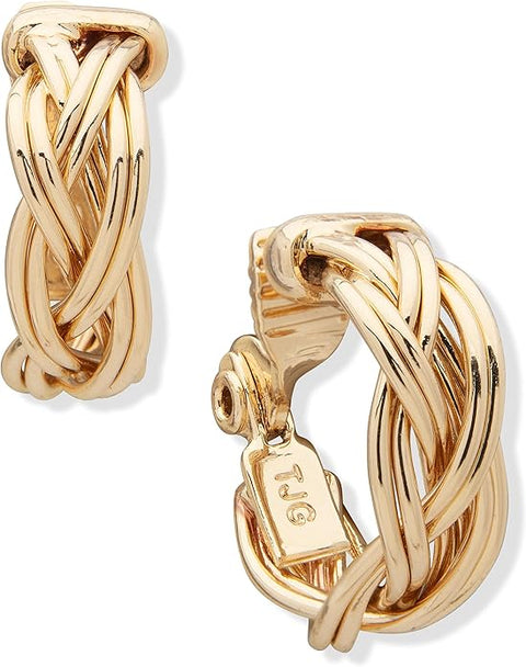Anne Klein Women's Gold Loose Braid Pierced Hoop Earrings | Anne Klein In Lebanon