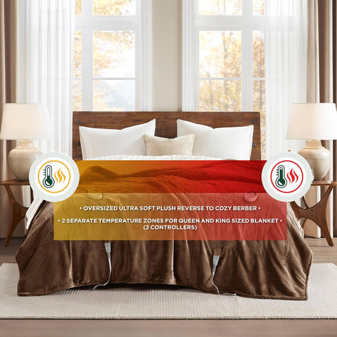 Woolrich King Brown Luxury Heated Plush to Berber Blanket | Woolrich In Lebanon