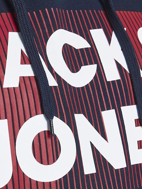 Jack & Jones Men's Navy Jersey Logo Printed Hoodie |Jack & Jones In Lebanon