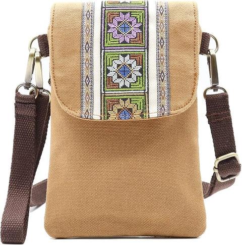 Silkarea Women's Brown Ethnic Embroidery Shoulder Bag | Silkarea In Lebanon