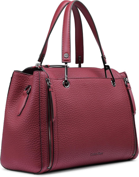 Calvin Klein Women's Burgundy Garnet Triple Compartment Top Zipper Satchel Bag | Calvin Klein In Lebanon