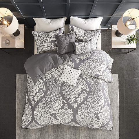 Madison Park Gray & White Floral Queen Vienna 6 Piece Coverlet Set |Madison Park In Lebanon