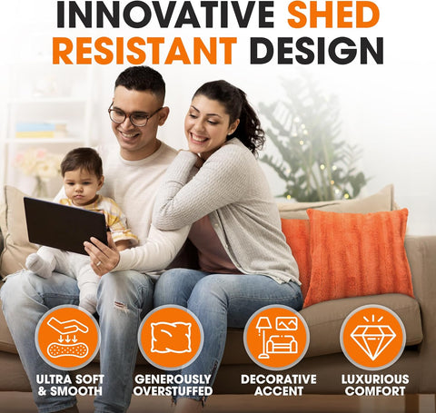 Cheer Collection Rust 2-Piece Faux Fur Throw Pillows 18”x18” | Cheer Collection In Lebanon