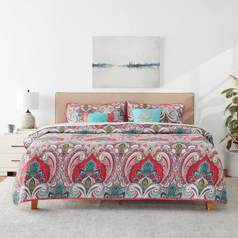 VCNY Home Multicolor Full/Queen 5-Piece Reversible Damask Lightweight Quilt Set | VCNY Home In Lebanon