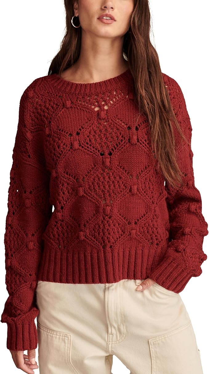 Lucky Brand Women's Burgundy Bobble Crew Sweater | Lucky Brand In Lebanon