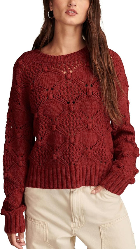 Lucky Brand Women's Burgundy Bobble Crew Sweater | Lucky Brand In Lebanon