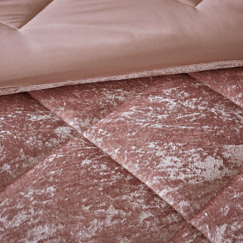 Intelligent Design King/Cal King Dusty Rose Felicia Blush Velvet Diamond Quilting Comforter Set | Intelligent Design In Lebanon