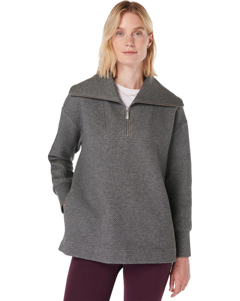 Sweaty Betty Women's Gray Restful Bouclé Quilted Sweatshirt | Sweaty Betty  in Lebanon