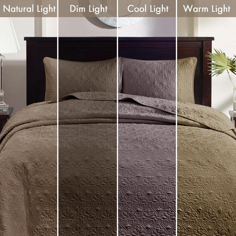 Madison Park Quebec 3-Piece Mocha Quilt Set, Full/Queen | Madison Park In Lebanon