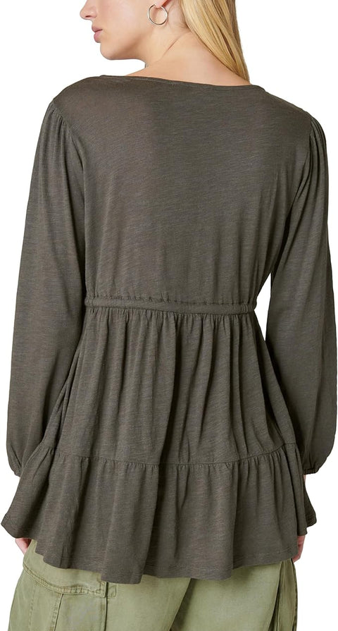 Lucky Brand Women's Dark Gray Long-Sleeve Blouse |Lucky Brand In Lebanon