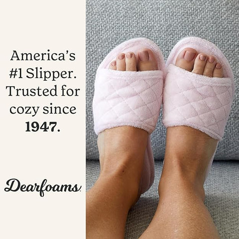 Dearfoams Women's Baby Pink Beatrice Microfiber Terry Slide Quilted Slippers | Dearfoams In Lebanon