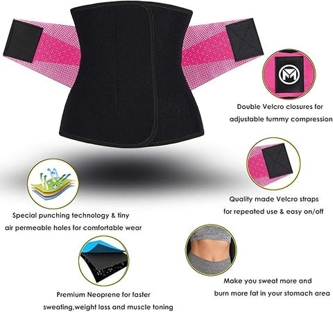 Moolida Black & Fuchsia Waist Weight Loss Workout Fitness Trainer Belt | Moolida In Lebanon