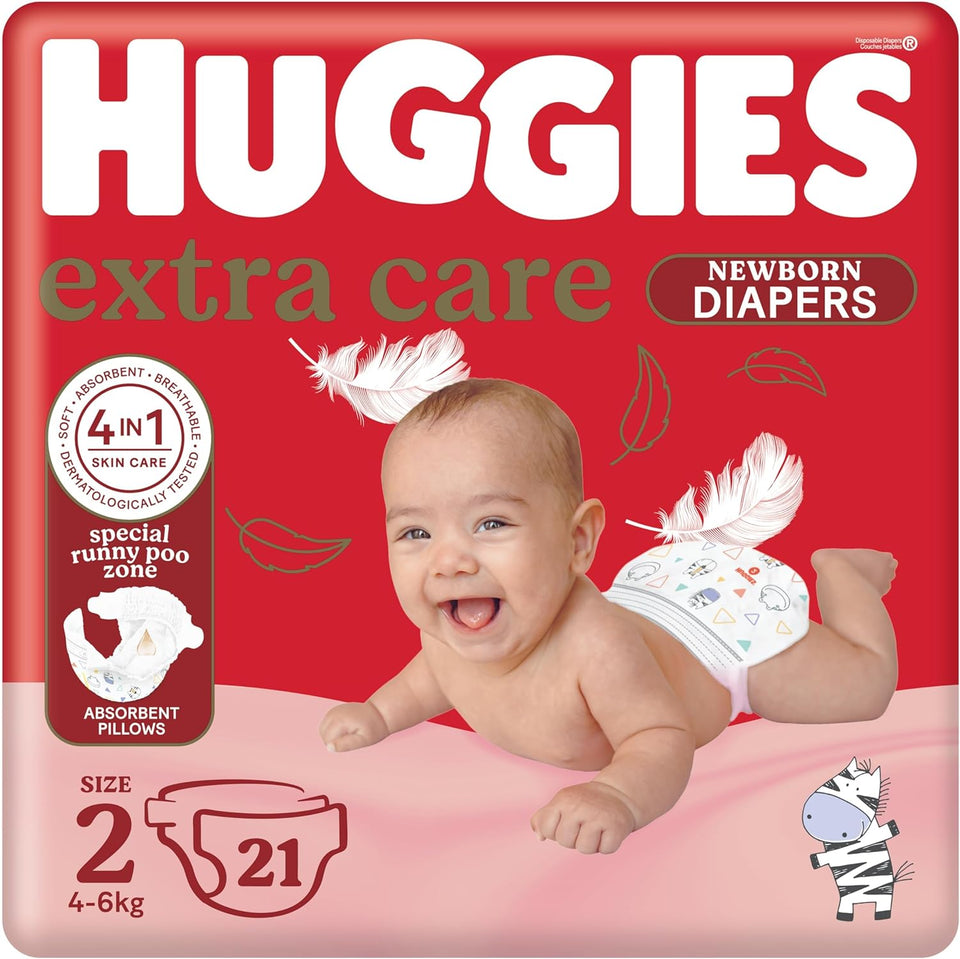 Huggies Extra Care 21 Diaper Size 2 (4-6 KG) | Huggies In Lebanon