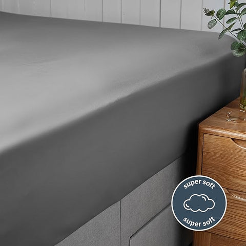 Sinsay Gray Cotton Bedsheet With Elastic Band 180x170cm | Sinsay In Lebanon
