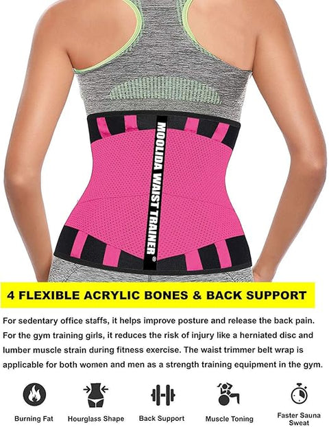 Moolida Black & Fuchsia Waist Weight Loss Workout Fitness Trainer Belt | Moolida In Lebanon