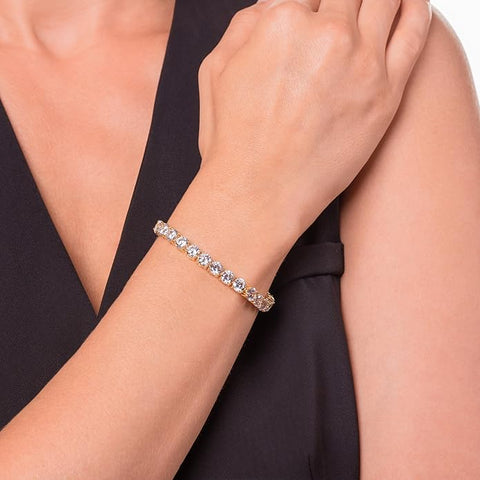 Bling Jewelry Women's Gold Prong Basket Set Solitaire Round Cubic Zirconia Tennis Bracelet  | Bling Jewelry In Lebanon