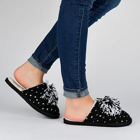 Journee Collection Women's Black Stardust Slipper| Journee Collection In Lebanon