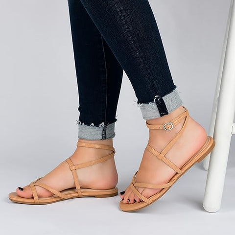 Journee Collection Women's Tan Serissa Flat Sandals | Journee Collection In Lebanon