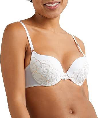 Maidenform Women's White Lace Trim Love The Lift Underwire Demi Bra