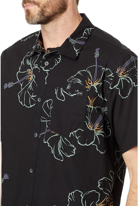 Billabong Men's Black Floral Print Short Sleeve Woven Shirt |Billabong In Lebanon