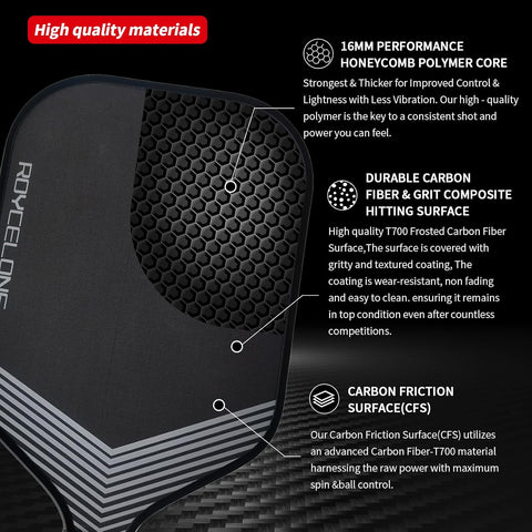 Roycelong Pickleball Paddles T700 Carbon Fiber Frosted Textured Surface 16mm Core Pickleball Racket | Roycelong In Lebanon