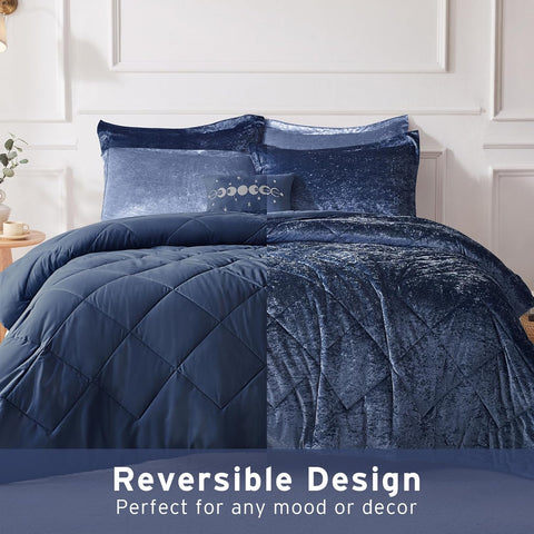 Intelligent Design Navy Velvet Double Sided Diamond Quilting Cover Bedding Set with Matching Sham|Intelligent Design In Lebanon
