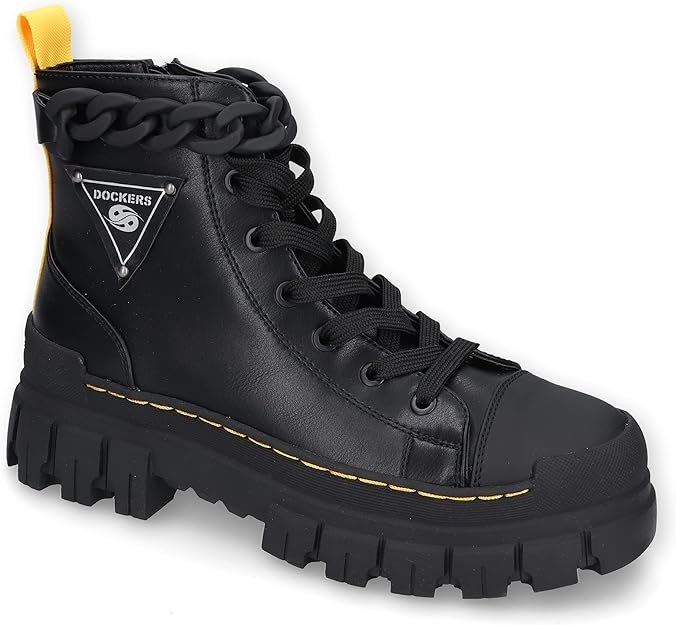 Dockers By Gerli Women's Black & Yellow Lace-up Boot | Dockers By Gerli In Lebanon