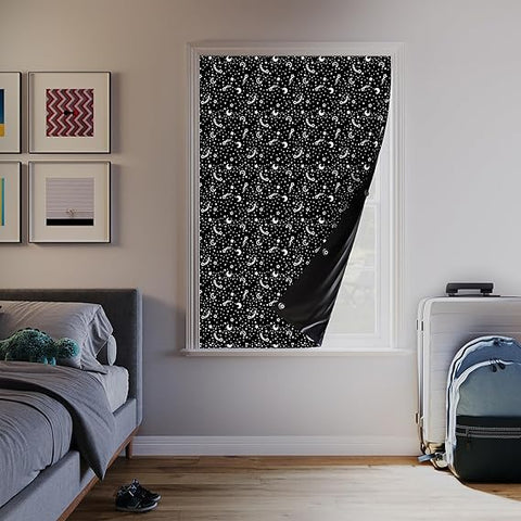 Sun Zero Lights Out Starry Night Portable Travel 100% Blackout Suction Cup Curtain Panel, 50" x 78", Stars| Sun Zero In Lebanon