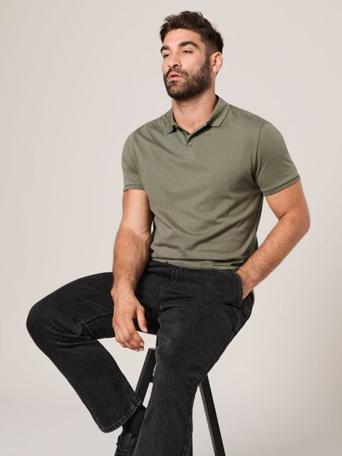 Sinsay Men's Olive Green Short Sleeve Polo T-Shirt | Sinsay In Lebanon
