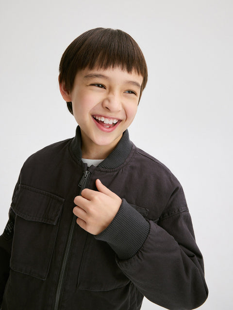 Reserved Boy's Black Oversized Bomber Jacket | Reserved In Lebanon