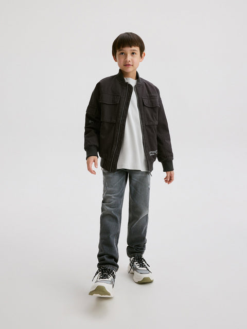Reserved Boy's Black Oversized Bomber Jacket | Reserved In Lebanon