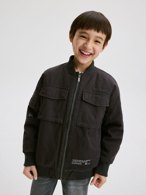 Reserved Boy's Black Oversized Bomber Jacket | Reserved In Lebanon