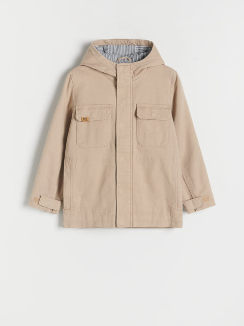 Reserved Boy's Beige Cotton Parka Jacket | Reserved In Lebanon