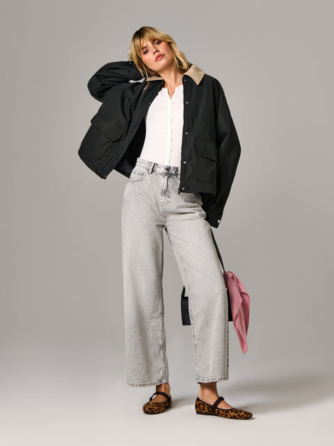 Sinsay Women's Grey High-Waisted Wide-Leg Jeans | Sinsay In Lebanon