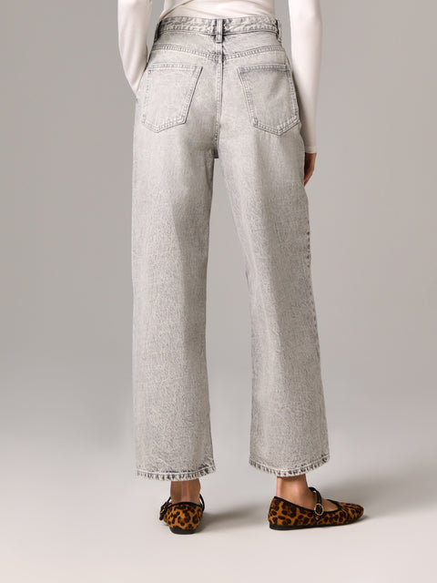 Sinsay Women's Grey High-Waisted Wide-Leg Jeans | Sinsay In Lebanon