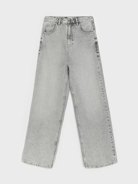 Sinsay Women's Grey High-Waisted Wide-Leg Jeans | Sinsay In Lebanon