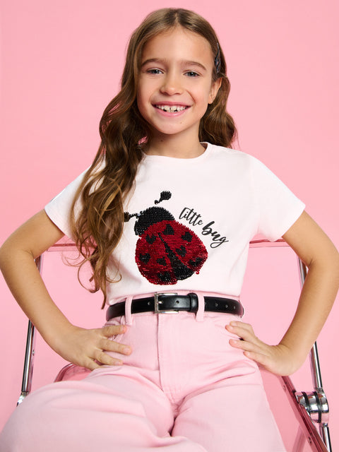 Sinsay Girl's Light Pink With Decorating Print T-Shirt  | Sinsay in Lebanon
