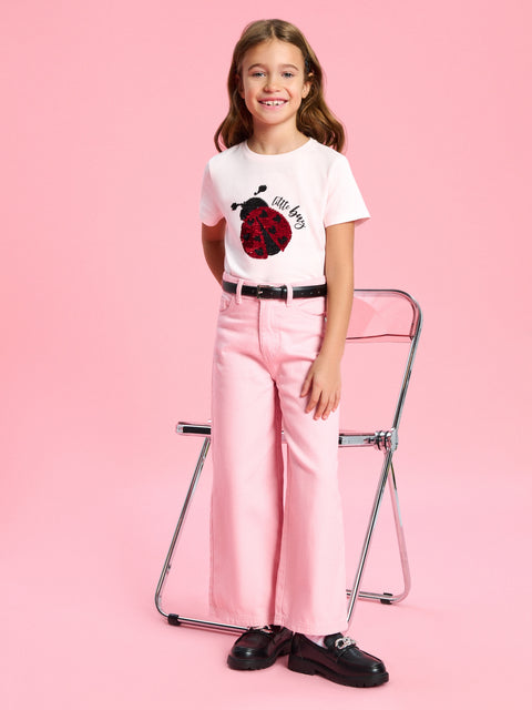 Sinsay Girl's Light Pink With Decorating Print T-Shirt  | Sinsay in Lebanon