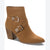 Sun + Stone Women's Camel Buckle Accent Cushioned Elyssaa Pointed Toe Stacked Heel Zip-up Boot