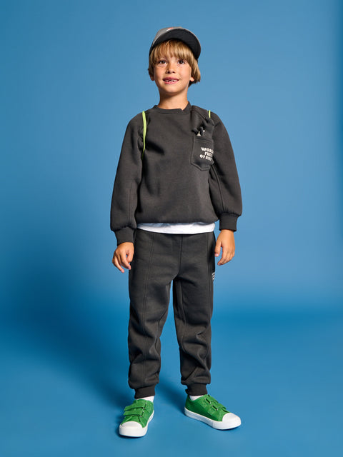 Sinsay Boy's Dark Gray Plain Printed Sweatshirt |Sinsay In Lebanon