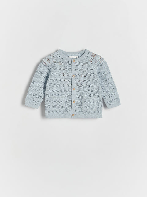 Reserved Baby Boy's Light Blue Openwork Cotton Cardigan | Reserved In Lebanon