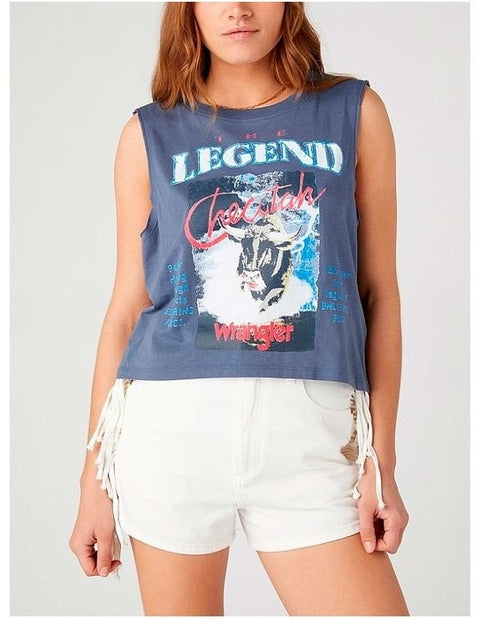 Wrangler Women's Navy Printed Sleeveless Blouse | Wrangler In Lebanon