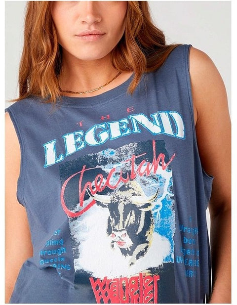 Wrangler Women's Navy Printed Sleeveless Blouse | Wrangler In Lebanon