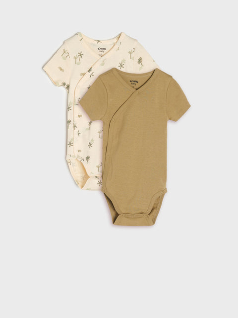 Sinsay Baby Boy's Olive/Beige Set of 2 V-Neck Bodysuits | Sinsay In Lebanon