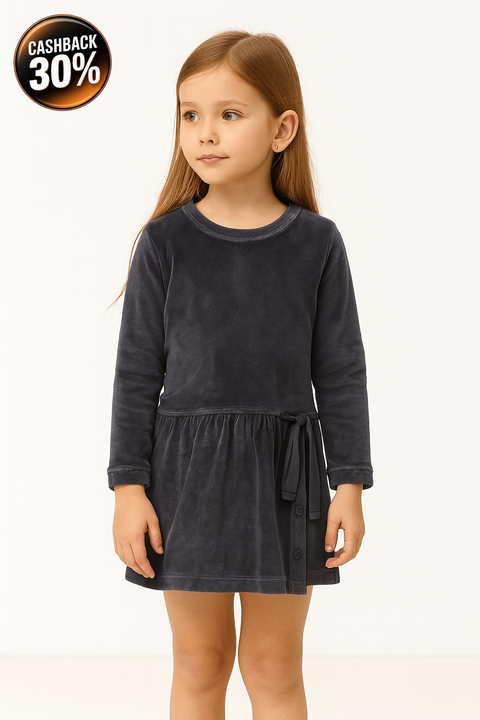 Boboli Girl's Navy Velvet Dress| Boboli in Lebanon