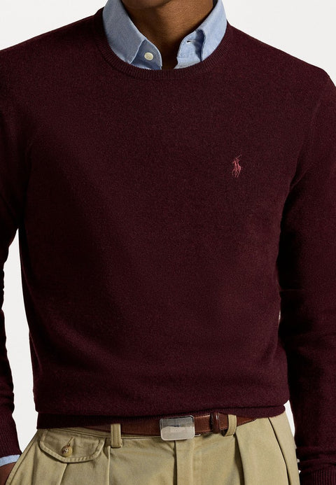 Polo Ralph Lauren Men's Burgundy Wool Crew Neck Sweater|Polo Ralph Lauren In Lebanon