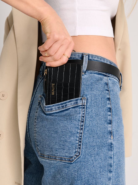 Sinsay Women's Black Leather Card Wallet | Sinsay In Lebanon
