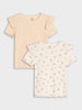 Sinsay Girls’ Cream and Floral Ribbed T-Shirt 2-Pack | Sinsay in Lebanon