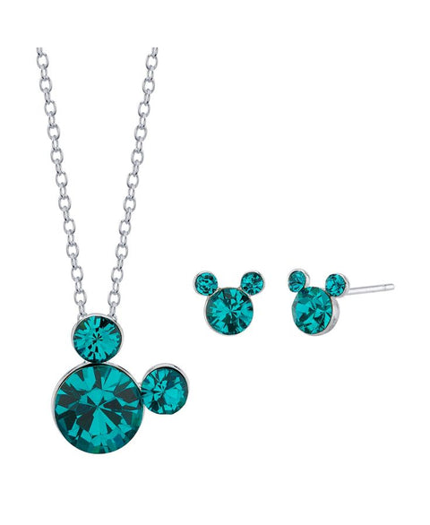 Disney Women's Silver & Aqua Necklace & Earring Set ABW828 shr