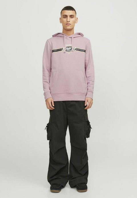 Jack & Jones Men's Pink Chest Print Hoodie | Jack & Jones In Lebanon